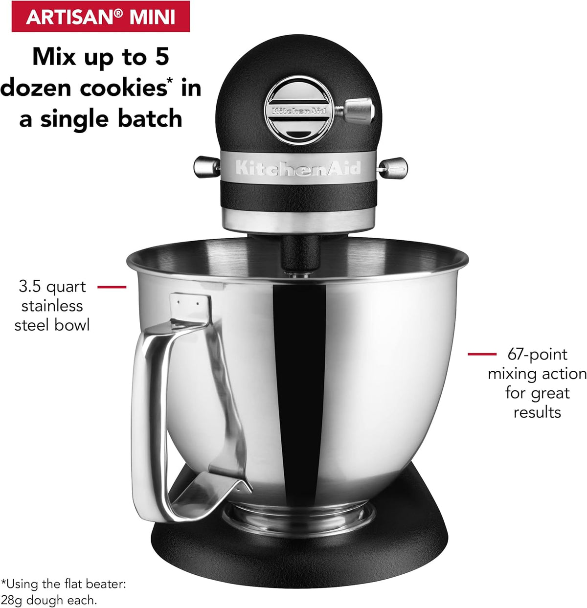 KitchenAid Artisan Mini 3.5 Quart Tilt-Head Stand Mixer - KSM3316X - Cast Iron Black