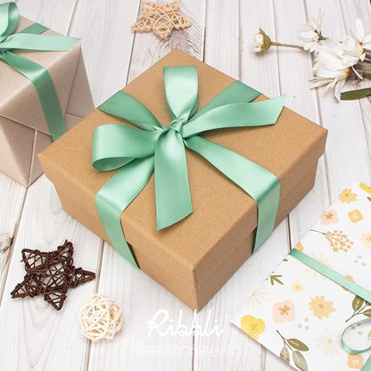 Ribbli Sage Green Satin Ribbon,Double Faced Satin 1-1/2 inch x Continuous 25 Yards,Use for Bows Bouquet,Gift Wrapping,Wedding Decoration,Floral Arrangement