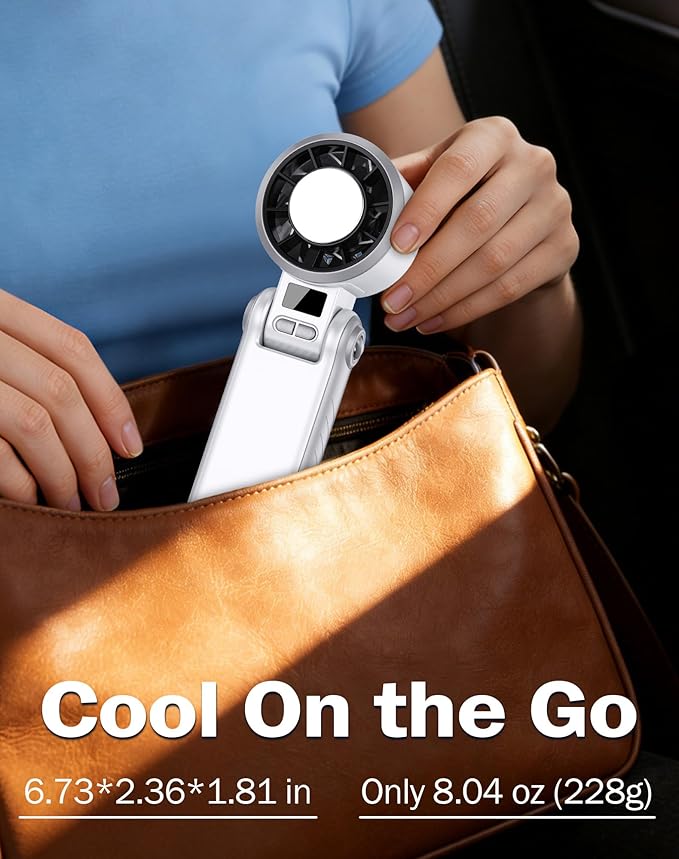 Portable Handheld Fan with Cooling Ice Function, Rechargeable Mini Personal Fan, 5 Speeds Strong Wind, Quiet USB Travel Fan for Outdoor, Office, Summer Heat