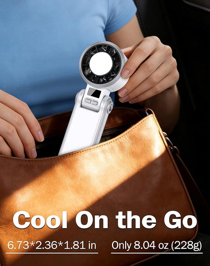 Portable Handheld Fan with Cooling Ice Function, Rechargeable Mini Personal Fan, 5 Speeds Strong Wind, Quiet USB Travel Fan for Outdoor, Office, Summer Heat