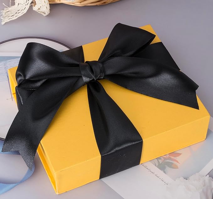 YASEO 2 Inch Black Solid Satin Ribbon, 50 Yards Craft Fabric Ribbon for Gift Wrapping Floral Bouquets Wedding Party Decoration