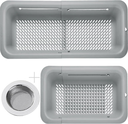 LASSHSWA Collapsible Colander and Strainer for Kitchen, Over the Sink Strainer Basket for Kitchen, Fruit Pasta Food Strainer Expandable Plastic Colander with A Sink Drain Strainer Stainless Steel