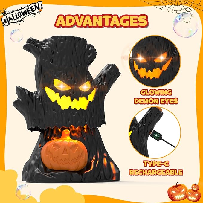 Rechargeable Bubble Machine - Automatic Bubble Blower Haunted Stump - Outdoor Play, Wedding, Birthday Party, Gifts Toys for Boys, Girls, Kids, Toddlers