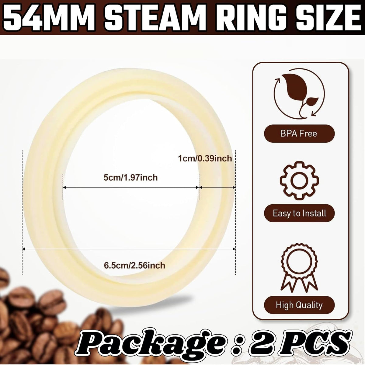 54MM Silicone Steam Ring 2PCS，Brevilles Gasket Replacement for Breville Espresso Machine Parts Breville Espresso Machine Accessories