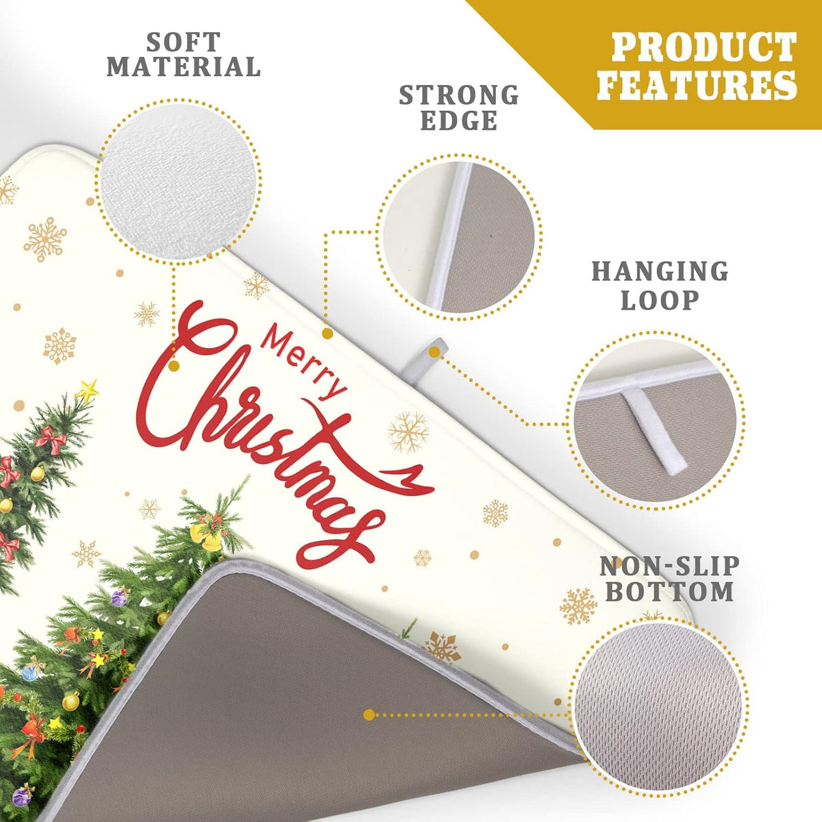 Merry Christmas Dish Drying Mats for Kitchen Counter 16x18 Inch Christmas Tree Dish Drainer Mats Dry Pad Xmas Forest Drying Mat for Dish Christmas