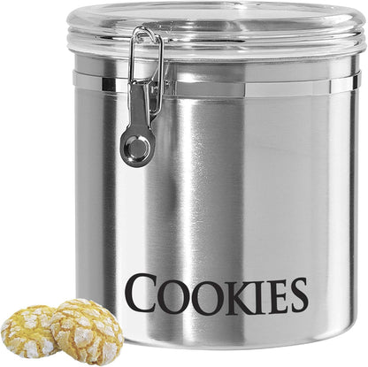 Oggi Jumbo 8" Stainless Steel Cookies Clamp Canister - Airtight Food Storage Container Ideal for Kitchen & Pantry Storage of Cookies or other Bulk