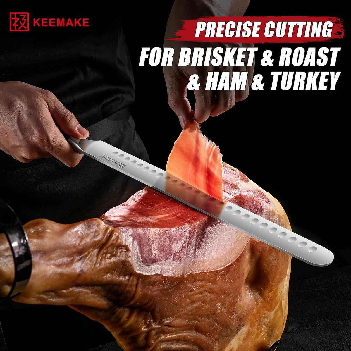 Keemake BBQ Carving Knife Set, Brisket Knife and Boning Knife for Meat Cutting, High Carbon Stainless Steel Sharp Knives Set for Kitchen