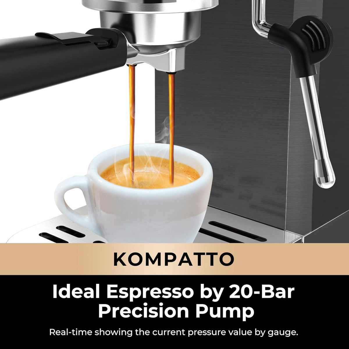 Chulux Slim Espresso Machine with Milk Frother Steam Wand, 20 Bar Professional Italian Pump Semi Automatic Espresso Coffee Machine for Home
