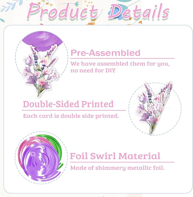 Wildflower Hanging Swirls - 30Pcs Wildflower Ceiling Hanging Decorations Floral Hanging Streamers for Spring Flower Garden Themed Party Supplies