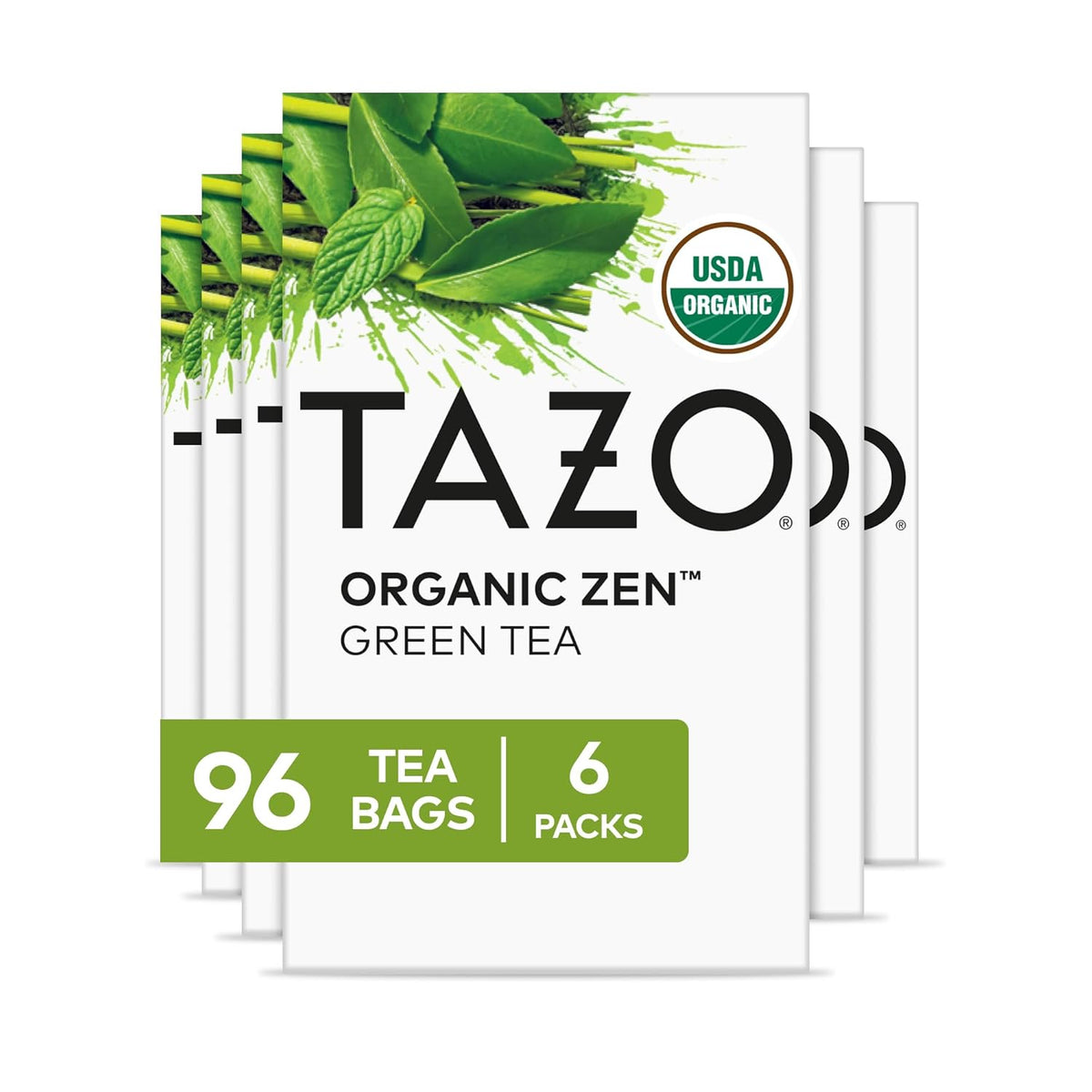 Tazo Organic Zen Green Tea, Green Tea Zen for Health and Wellness, 96 Total Tea Bags (16ct - Pack of 6)