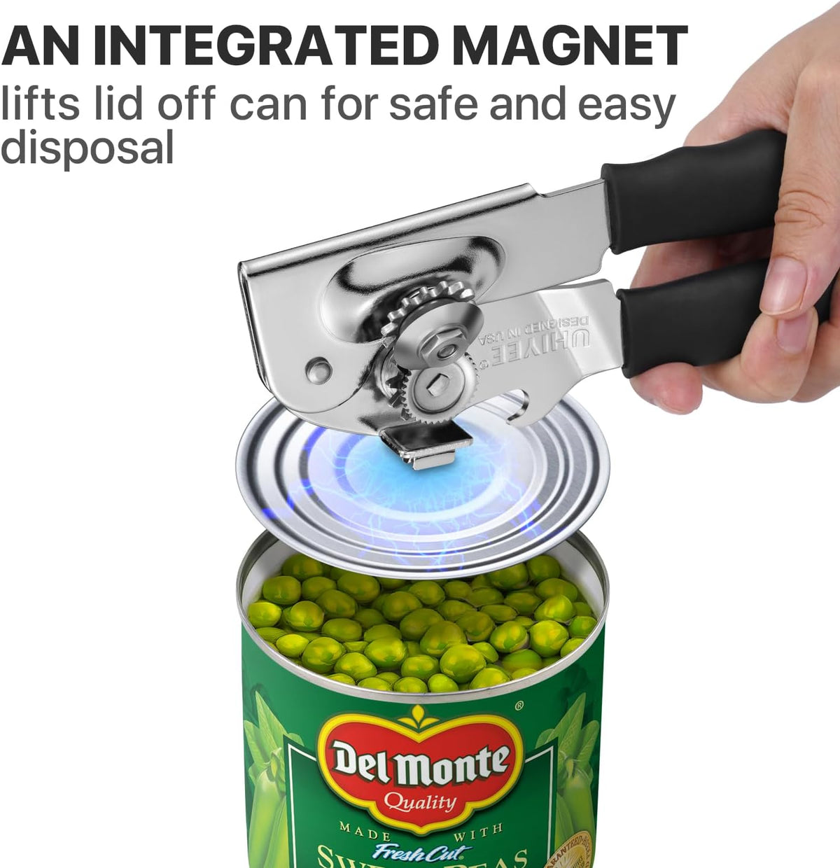 Can Opener Manual Heavy Duty, Uhiyee Hand Held Can Openers for Seniors with Comfort Grip Sharp Blade