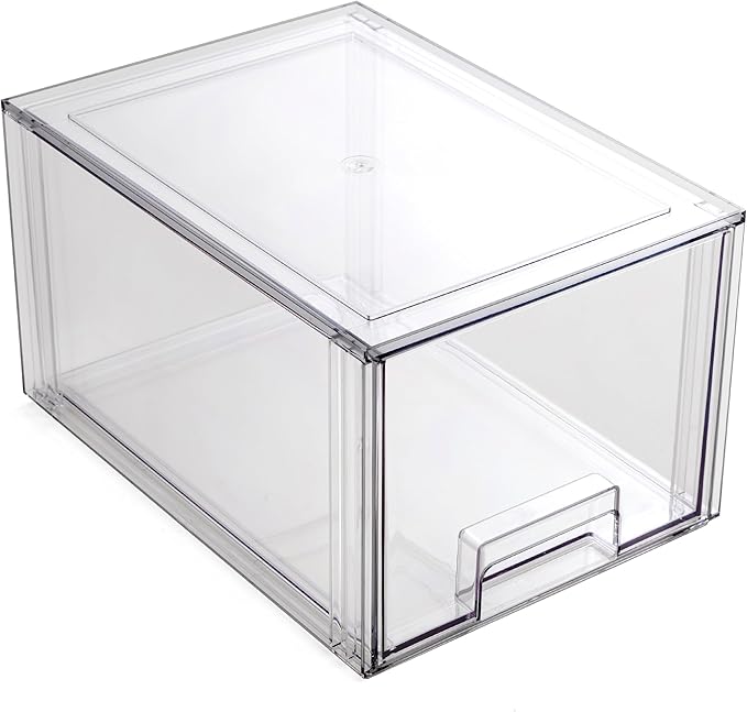 BINO | Stackable Storage Drawers, Tall Small - Clear | THE CRATE COLLECTION | Storage Bins With Drawers Bathroom Organizers and Storage Organization and Storage Under Sink Organizer Vanity Cabinet