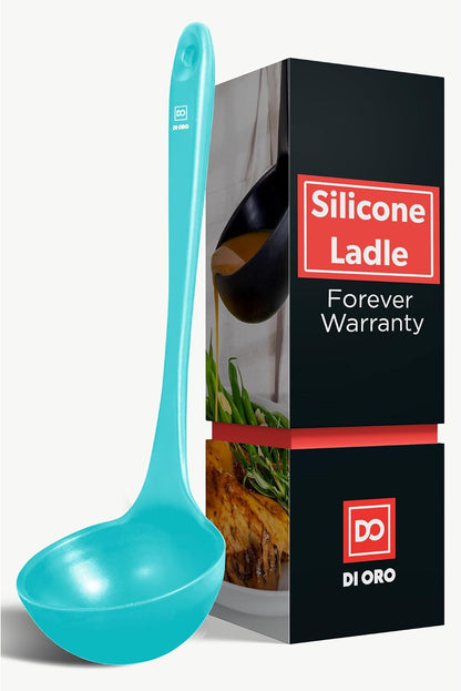 DI ORO Silicone Ladle - Heat-Resistant Large Kitchen Soup Spoon for Cooking & Serving - Nonstick Cookware Safe With Wide Bowl