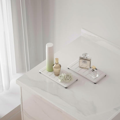 2PCS Water Absorbing Stone Tray for Cosmetics & Hand Soap & Houseplants, 8.66" * 4.33"Ultra-Absorbent Diatomite Coaster | Fast-Drying Bathroom & Kitchen Organizer