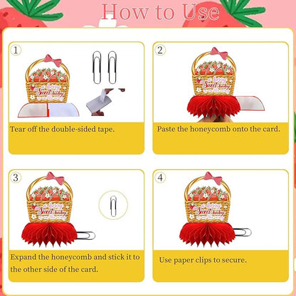 Strawberry Baby Shower Decorations, 12PCS Berry Sweet Honeycomb Centerpieces Decoration A Berry Sweet Baby Is on the Way Party Table Decor Supplies