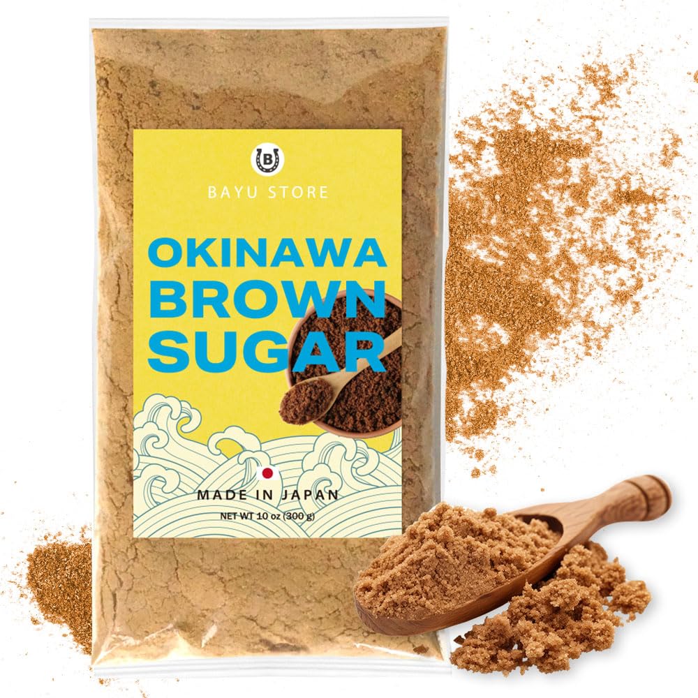 Brown Sugar Powder, Made in Japan,Only Sugarcane, Clean Eating, Rich in minerals,Vitamin B,Rich in iron,Low GI sweetener,Gluten Free,Okinawa,Natural,Japanese food,Pack of 1,10oz(300g)