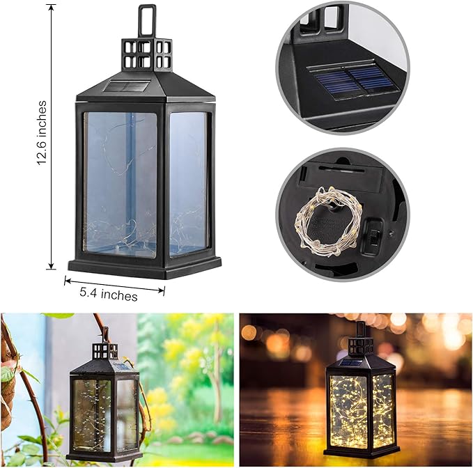 Solar Lantern Lights Outdoor SUNWIND Waterproof Solar Table Lamp Hanging Lighting with 40 Warm White LEDs for Garden Patio Landscape Decoration
