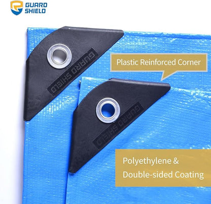 GUARD SHIELD Blue Tarp Waterproof 30x30 Feet Medium Duty All Purpose Poly Tarps Cover 7mil