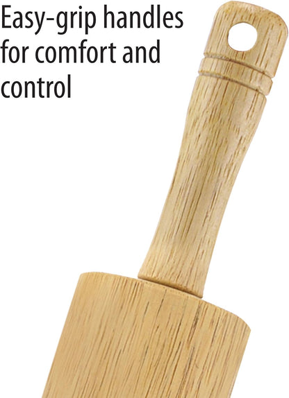 Farberware Classic Wood Rolling Pin, 18-Inch Hardwood Dough Roller for Baking Pizza, Pies, Pastry and Cookies, Ergonomic Handles, Kitchen Essential