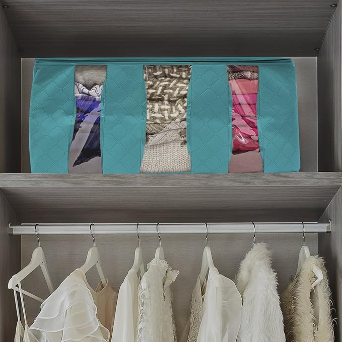 Sorbus Foldable Storage Bag Organizers, 3 Sections, Great for Clothes, Blankets, Closets, Bedrooms, and More, 2-Pack