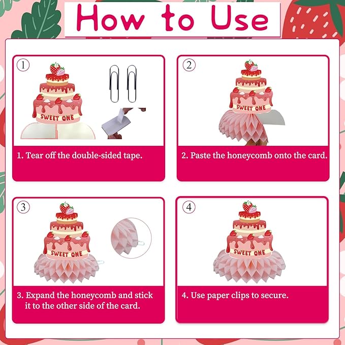 Berry First Birthday Decor - 9PCS Sweet One Birthday Party Decorations Cute Strawberry 1st Birthday Decorations Berry First Birthday Party Table Centerpiece Decor Supplies Baby Girls
