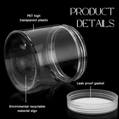 Patelai 4 Pieces Round Wide-mouth Leak Proof Plastic Container Jars with Lids for Travel Storage Makeup Beauty Products Face Creams Oils Salves Ointments DIY Making(8 Ounce,Clear)