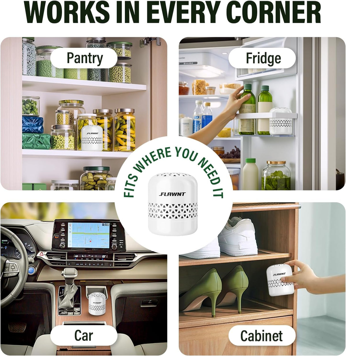 Fridge Deodorizer, 10-Year Odor Eliminator for Refrigerator, No Refills or Fragrance, More Effective Than Charcoal Air Purifiers-White