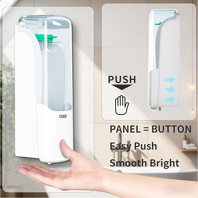 Wall-Mounted Shampoo Conditioner Dispenser, 300ml No Drill Refillable Shower Soap Dispenser, Waterproof Leak-Proof Wall Soap Holder, Modern Toiletries Organizer for Bathroom, Kitchen, Hotel, White