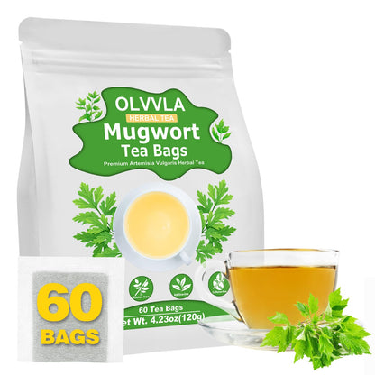 Olvvla - Premium Mugwort Tea - 2g X 60 Count - 100% Pure Natural Mugwort Tea Bag - Caffeine-free - Mugwort Herb Dried