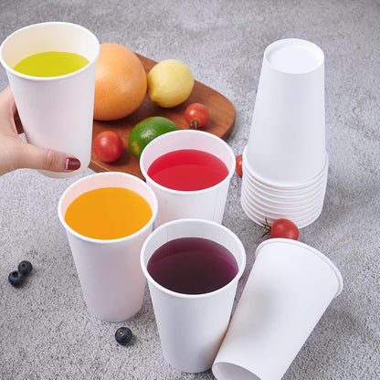 Litopak 210 Pack 16 oz Disposable Paper Coffee Cup, Hot/Cold Beverage Drinking Cups for Water, Paper Coffee Cups, White Hot Coffee Cups