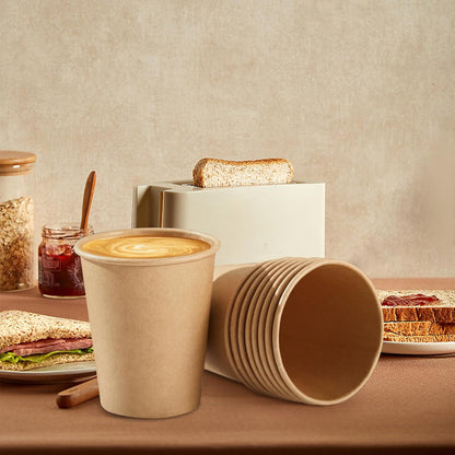 400 Pack 8 oz Kraft Paper Cups, Unbleached Disposable Paper Coffee Cups, Thickened Hot/Cold Beverage Drinking Cup for Party, Home, Cafes, Bistros