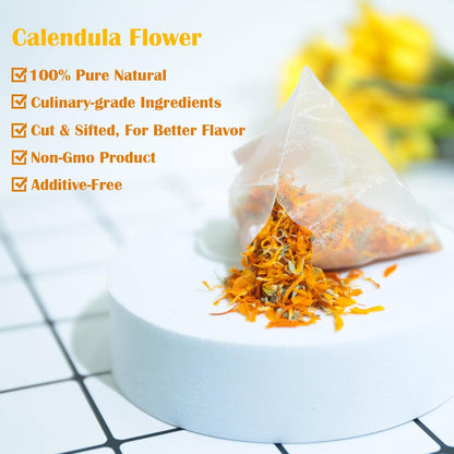 Tearelae - Premium Calendula Flowers Tea Bags - 1.5g x 40 Count - Natural Calendula Tea Cut & Sifted - Non-GMO - Caffeine-free