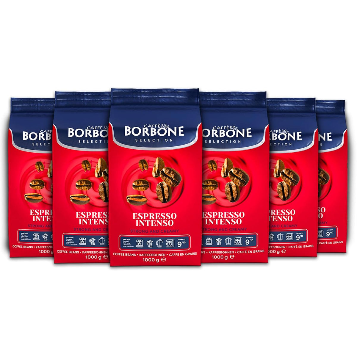 Caffe Borbone Whole Bean Coffee, Espresso Intenso, Medium Roast, Full-Bodied and Strong, Premium Robusta Coffee Beans