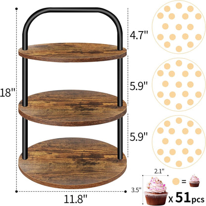 Cupcake Stand, Wooden Cupcake Stand for 100 Cupcakes 3 Tier Large Dessert Table Display Set Cupcake Tower Tiered Tray Stand Serving Tray for Party