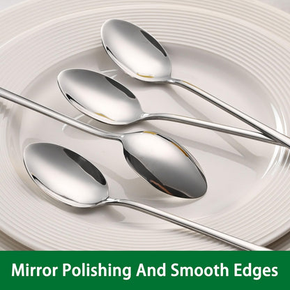 7.5 Inches Stainless Steel Iced Tea Spoons,Set Of 8 Long Stirring Spoons For Coffee,Cocktail,Ice Cream,Long Handle Iced Teaspoons For Bar