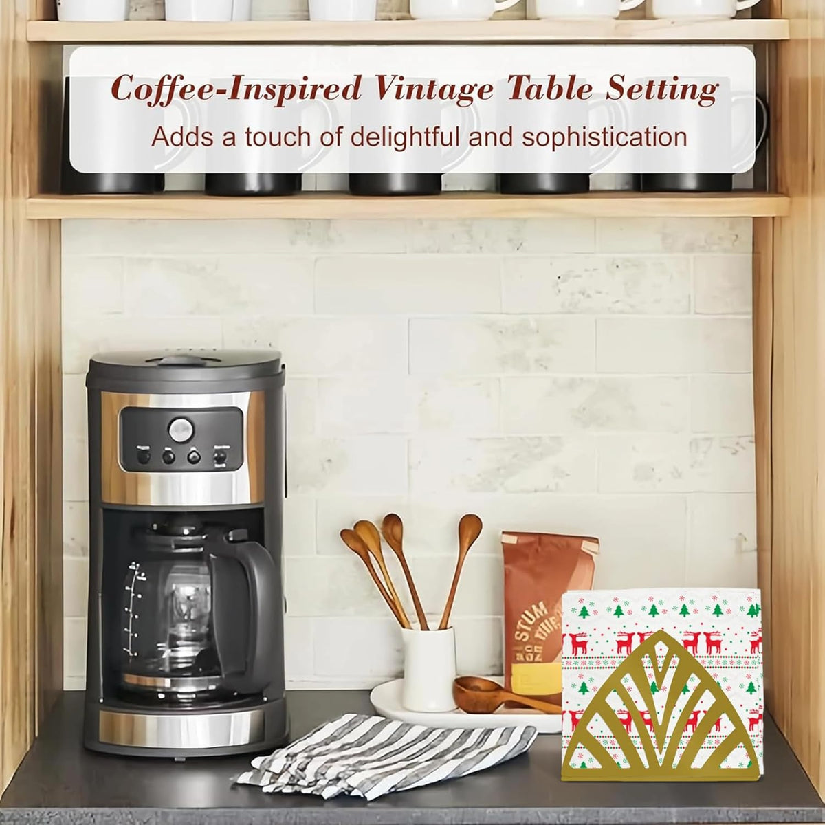 Resama Coffee Filter Paper Holder - Stylish Organizer with Leaf Texture for Kitchen, Cafe, and Office - Decorative Storage Container in Gold - Perfect for Home, Dining Room, and Outdoor Use