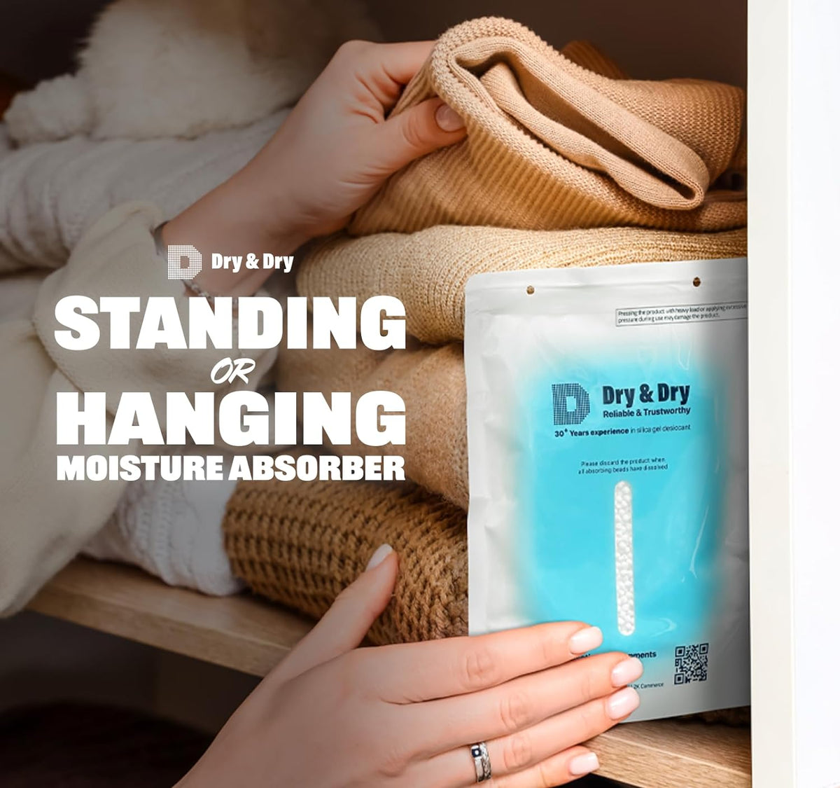 Dry & Dry 50 Packs Hybrid Moisture Absorbers & Musty Odor Eliminator Dehumidifier to Control Excess Moisture for Basements, Closets, Bathrooms, Laundry Rooms. Moisture Absorbers