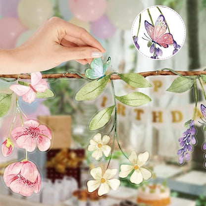 2 Pcs Wildflower Garland, Wildflower Party Decorations Reusable Garden Flower Banner for Baby Shower Birthday Spring Fresh Off the Market Bridal Shower Girl Party