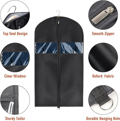 Univivi Garment Bag Suit Bag for Storage and Travel 43 inches, Lightweight Study Full Zipper Washable Suit Cover for Dresses, Suits, Coats, Set of 3