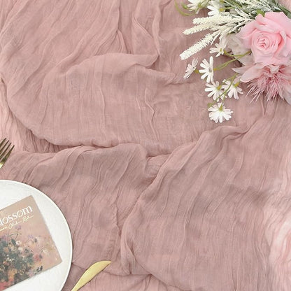 FEXIA 3 Pack Table Runner Dusty Pink Cheesecloth 35x120 Inches Spring Easter Table Runner Burnt for Wedding Decor Reception Bridal Shower Centerpiece Engagement Decor