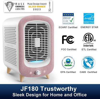 Jafanda Air Purifier for Home Bedroom 780sq ft, HEPA & Activated Carbon, Air Cleaner with Fragrance Sponge & Nightlight for Smoke, Allergies, Dust, Odor, VOC, Pet Dander, Pollen, Office, Desktop, Pink