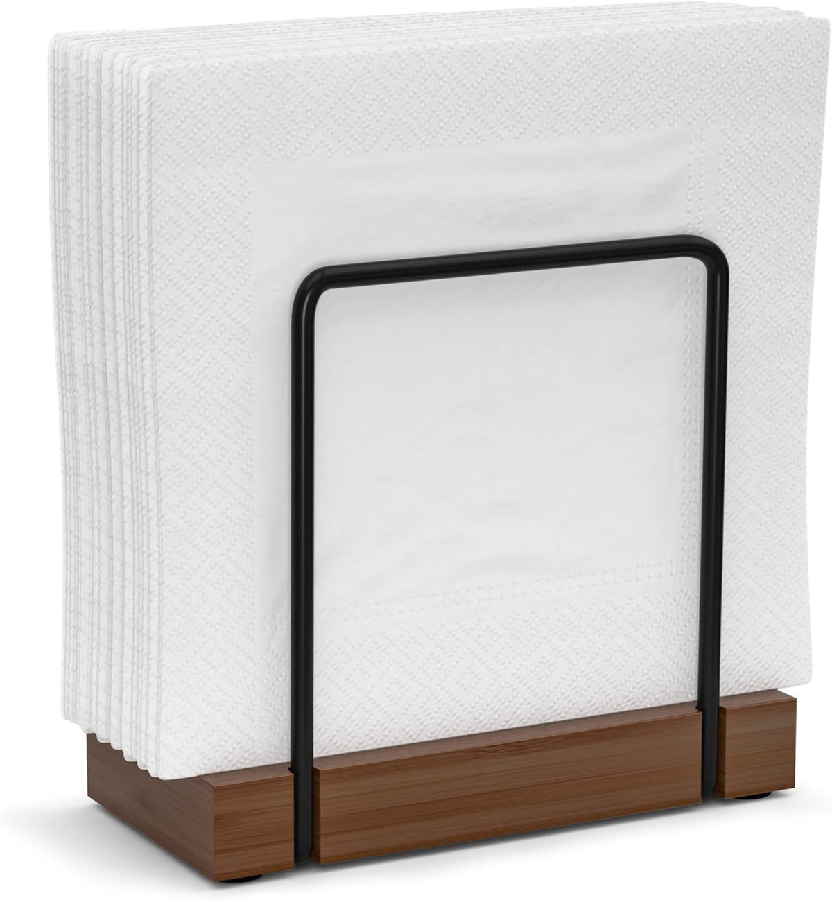 Napkin Holder for Table, Bamboo Iron Standing Napkin Dispenser for Dining Table Farmhouse Cocktail Picnic Rustic Wood Holders All Kitchen Dining Room