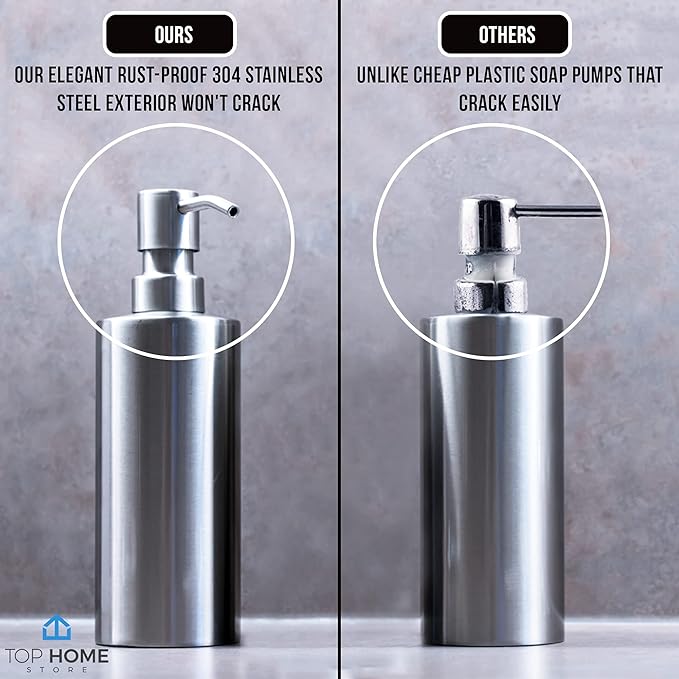 Bathroom Countertop Soap Dispensers (Brushed Nickel, 2 Pack)
