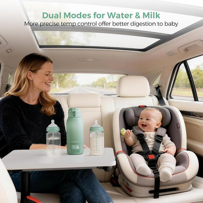 Momcozy Portable Bottle Warmer for Breast Milk, Baby Travel Essentials | Fast Heating with Nutrients Preserved, Precise Temp Control, Dual Heating Modes for Breast Milk &amp; Water, 17OZ Large Capacity