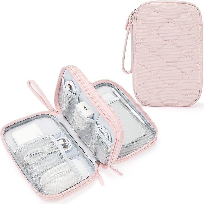 Skycase Tech Pouch - Lightweight Electronics Organizer Travel Case - Double Layers Cable Organizer - All-in-One Storage Bag for Charger, Cord, Phone, Flash Drive, Essentials