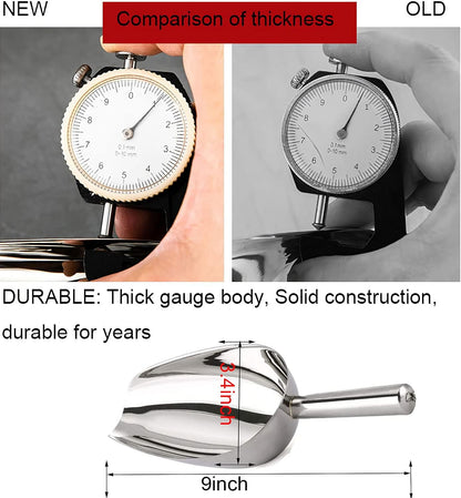 Ice Scoop,12OZ Ice Scoop For Multi-Purpose Use,Stainless Steel Metal Food Scoop Kitchen Restaurant Bar Party Wedding Ice Machine Heavy Duty, Scoops for Household Purposes,Silver(B)