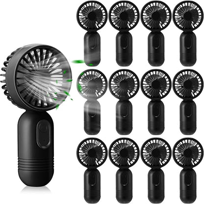 Rossesay 12 Pack Mini Portable Handheld Fan Bulk for Travel 3 Speeds, Rechargeable USB Battery Operated, Small Personal Eyelash Fans for Women Men Indoor Outdoor(Black,Classic Style)