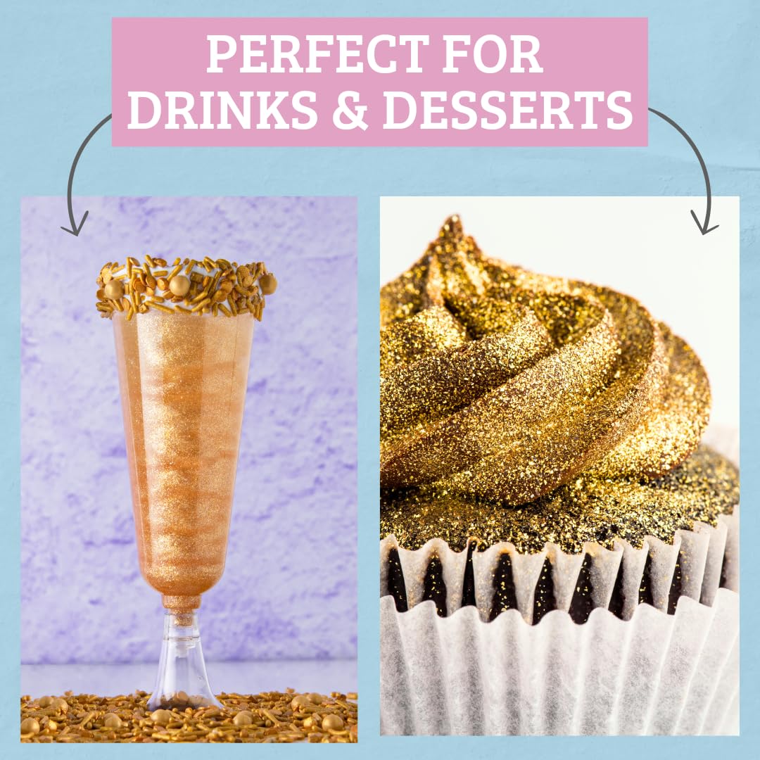 Sweets Indeed Edible Glitter, Perfect for Drinks, Cocktails, Beverages & Cake Decorating, Dessert Cake Topper, 4 grams, 3 Pack, New Years