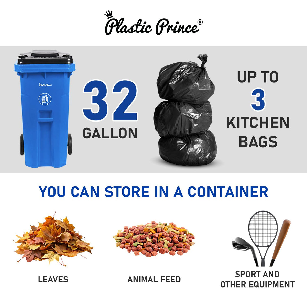 32 Gallon Trash Can Outdoor Recycling Bin with Lid and Wheels Heavy Duty Rolling Garbage Can with Lid Blue Recycle Bin with Wheels for Warehouses Hospitals Restaurants Offices