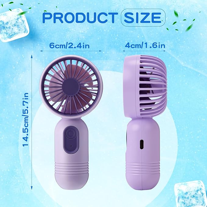 Rossesay 12 Pack Mini Portable Handheld Fan Bulk for Travel 3 Speeds, Rechargeable USB Battery Operated, Small Personal Eyelash Fans for Women Men Indoor Outdoor(Purple)